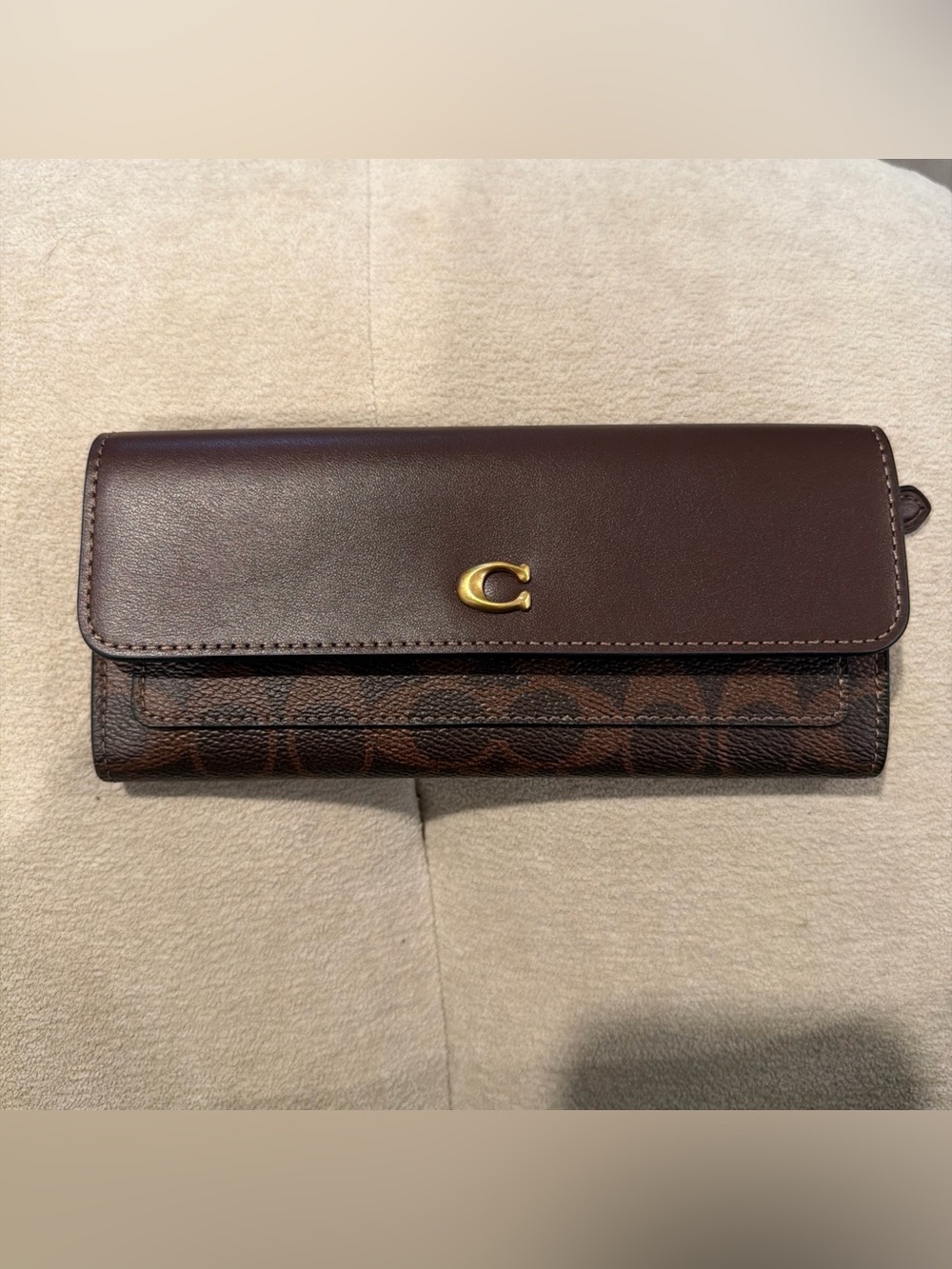Coach Coated Canvas Signature Mila Long Flap Wallet NWOT
